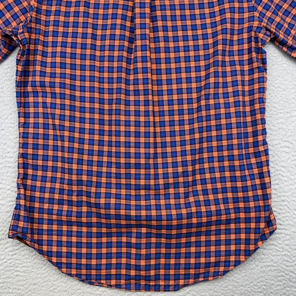 Ralph Lauren Shirt Mens Medium Blue Orange Check Button Down Long Sleeve Cotton